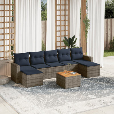 VidaXL 8 Piece Patio Sofa Set With Cushions Poly Rattan