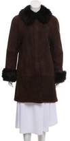 Thumbnail for your product : Halston Shearling Suede Knee-Length Coat
