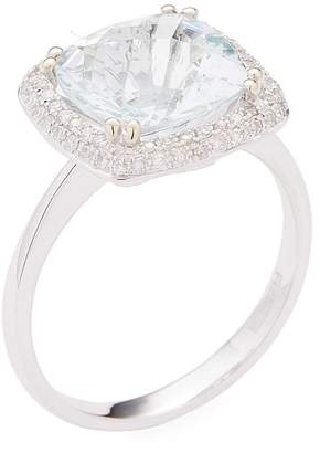 Effy Women's 14K White Gold Diamond & Aquamarine Ring