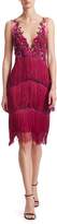 Thumbnail for your product : Marchesa Notte Embroidered Mesh Fringe Shift Dress