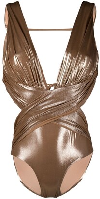 Maria Lucia Hohan Monaco metallic swimsuit