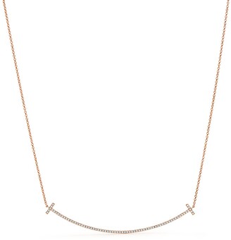 Tiffany & Co. T Smile Pendant in Rose Gold with Diamonds, Large