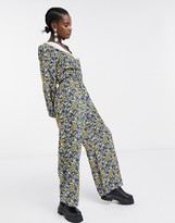 Thumbnail for your product : ASOS DESIGN vintage collar tea jumpsuit in blue ditsy floral print