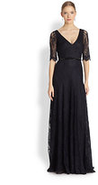 Thumbnail for your product : Theia Lace Elbow-Sleeve Gown