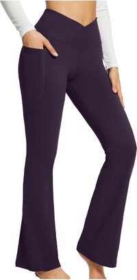 HZMM Yoga Pants Women Cotton Women Leggings High Waist Stretchy Bootcut  Yoga Workout Causal Trendy Pants with Pockets Yoga Pants Active Workout  Leggings Tights Purple - ShopStyle Trousers