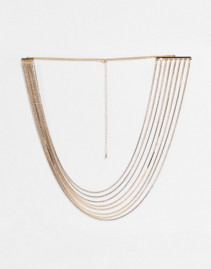Gold Asos Belt Chain ASOS DESIGN Diamante Multi Chain Waist