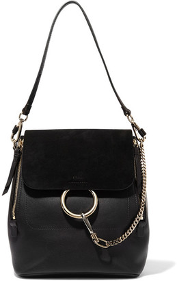 Chloé Faye Medium Textured-leather And Suede Backpack - Black - ShopStyle