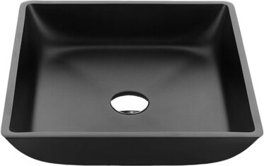 ANZZI 15.8'' Matte Black Glass Square Vessel Bathroom Sink