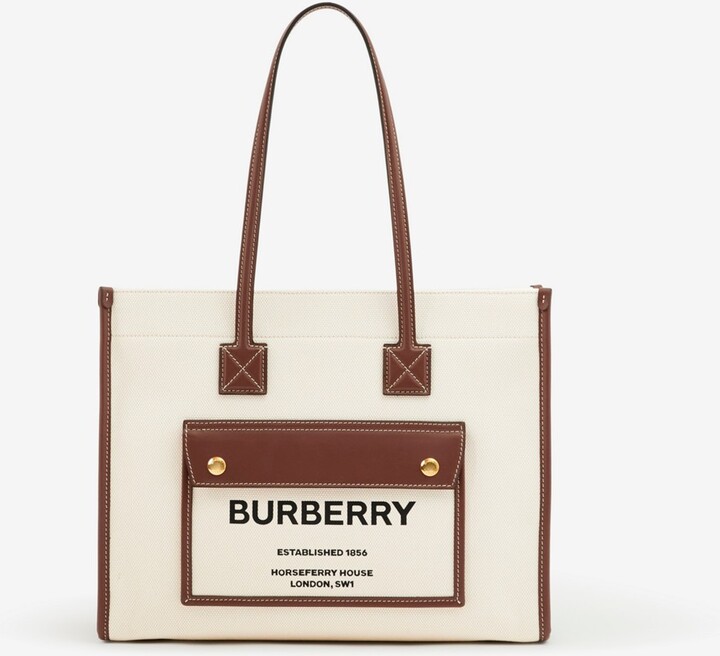 Burberry Micro Monogram motif canvas and leather tote - ShopStyle
