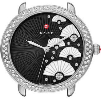 Michele 16mm Serein Diamond Fan Watch, Black