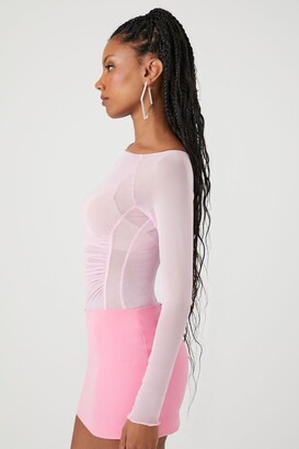 Forever 21 Women's Sheer Mesh Bodysuit in Pink, XS - ShopStyle Tops