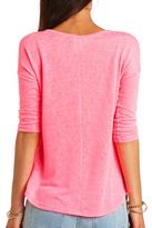 Thumbnail for your product : Charlotte Russe Rhinestone Aztec Slub Sweater Knit High-Low Top