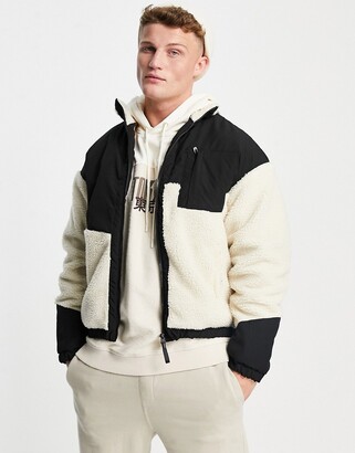 Jack and Jones Core fleece jacket with mountain embroidery in white -  ShopStyle