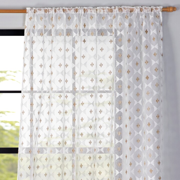 Dunelm Embroidered Aztec Slot Top Voile White - ShopStyle Curtains