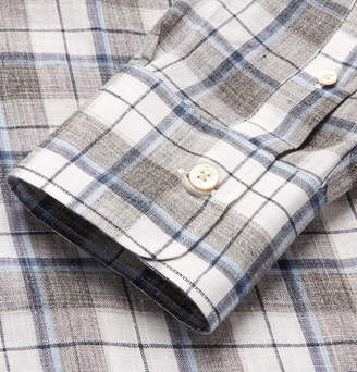 Canali Checked Linen Shirt - Men - Gray
