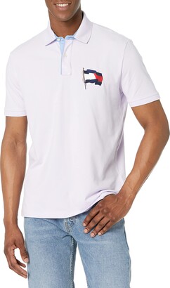 Tommy Hilfiger Men's Short Sleeve Cotton Pique Flag Polo Shirt in Custom Fit