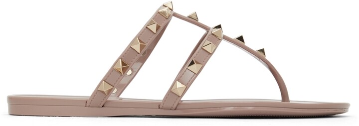Valentino Garavani Taupe Rockstud Sandals - ShopStyle