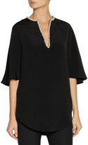 Thumbnail for your product : Alexander McQueen Faux pearl-embellished silk-cady top