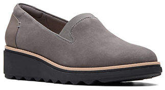 Clarks Sharon Dolly Suede Slip-On Wedge Shoes