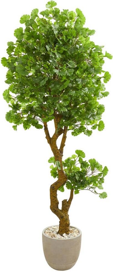 Indoor/Outdoor 6.5 ft. Jingo Artificial Tree in Sand Colored Planter UV Resistant