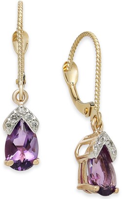 Macy's Amethyst (1-5/8 ct. t.w.) & Diamond Drop Earrings in 14k Rose Gold