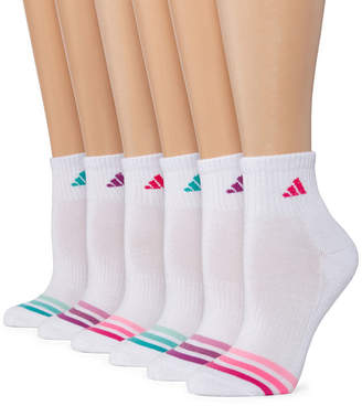 adidas 6 Pack Cushion Quarter Socks -Womens