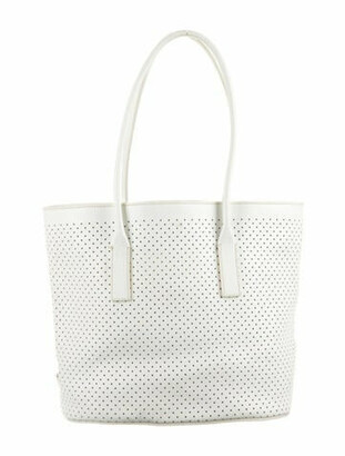 Prada Perforated Leather Tote White - ShopStyle