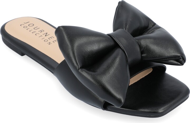 Journee Collection Women's Fayre Oversized Bow Flat Sandals