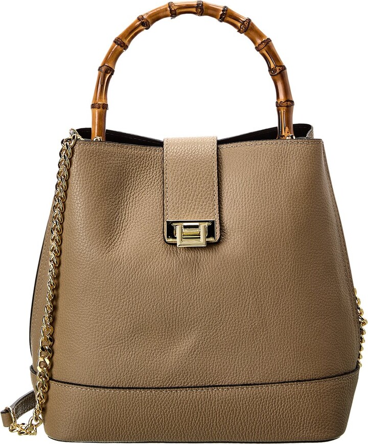 Italian Leather Top Handle Bucket Bag ShopStyle