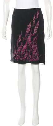 Anna Sui Silk Floral Print Skirt