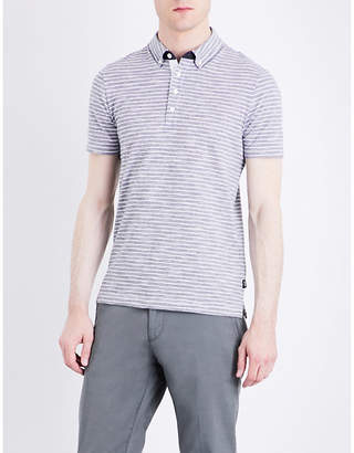 HUGO BOSS Slim-fit striped cotton-piqué polo shirt