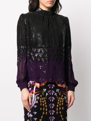 Temperley London Sequined Long-Sleeve Blouse