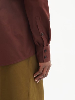 Jil Sander Point-collar Cotton-poplin Shirt - Dark Brown