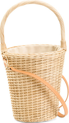 TJMAXX Zoey Wicker Basket Satchel, Leather/Gold