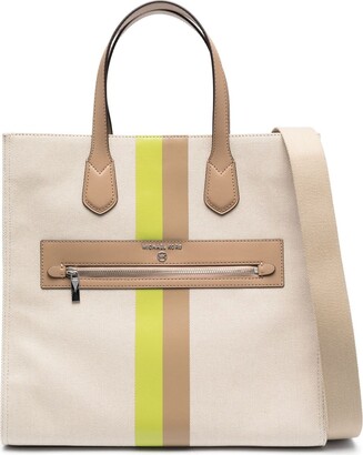 Buy Michael Kors Women Brown MK Logo Chain Jacquard Large Tote Bag
