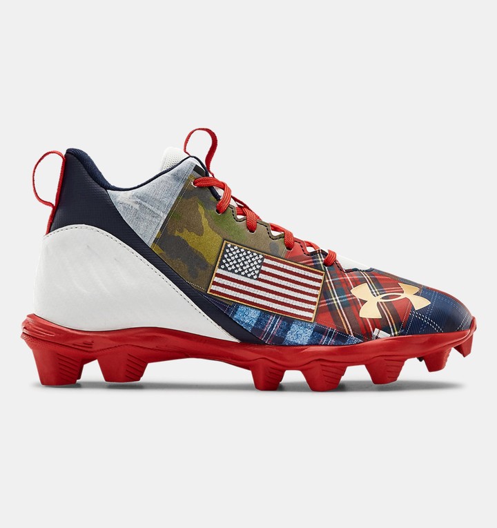 kids red football cleats