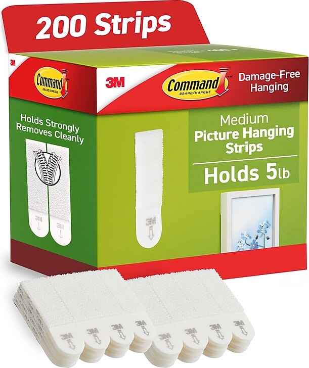Command Medium Hanging Strip, White, 200 Strips/Pack (17201CABPK-NA)