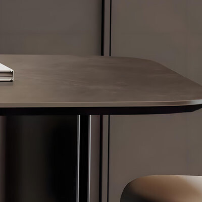 A Zoetic Home Black Modern Minimalist Slate Dining Set