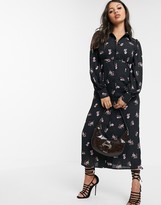 Thumbnail for your product : Fashion Union Petite midi tea dress in black floral