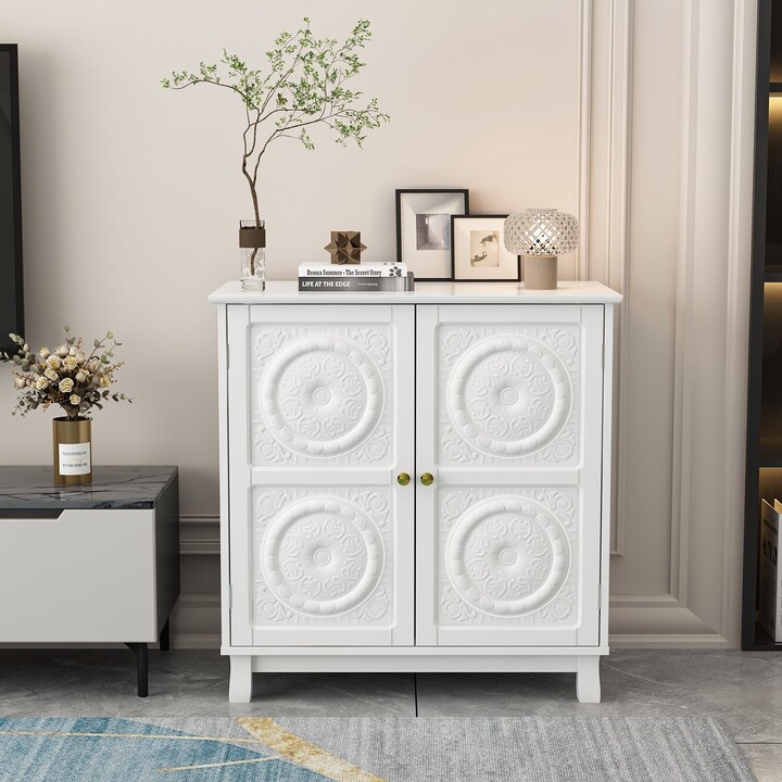 FUFU&GAGA Entryway with Doors Bookcase Storage White