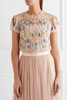 Thumbnail for your product : Needle & Thread Flowerbed Embellished Tulle Top - Blush