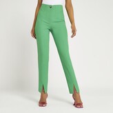 Thumbnail for your product : River Island Womens Green split front cigarette trousers