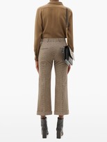 Thumbnail for your product : Saint Laurent High-rise Houndstooth Wool-blend Trousers - Beige
