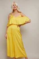 Thumbnail for your product : Girls On Film Kassie Yellow Satin Cold-Shoulder Culotte Jumpsuit