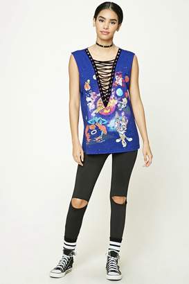 Forever 21 FOREVER 21+ Looney Tunes Lace-Up Top