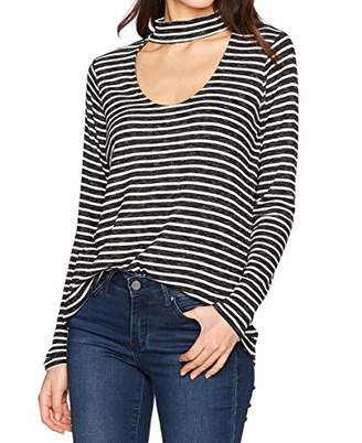 Calvin Klein Women's Long Sleeve Rib Stripe Choker Neck Top