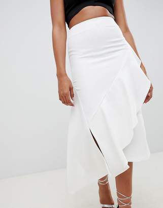 ASOS Design DESIGN Tailored pencil skirt with asymmetric ruffle