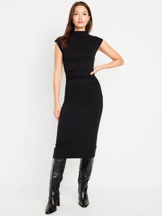 Old Navy Fitted Mock-Neck Midi Dress for Women - ShopStyle