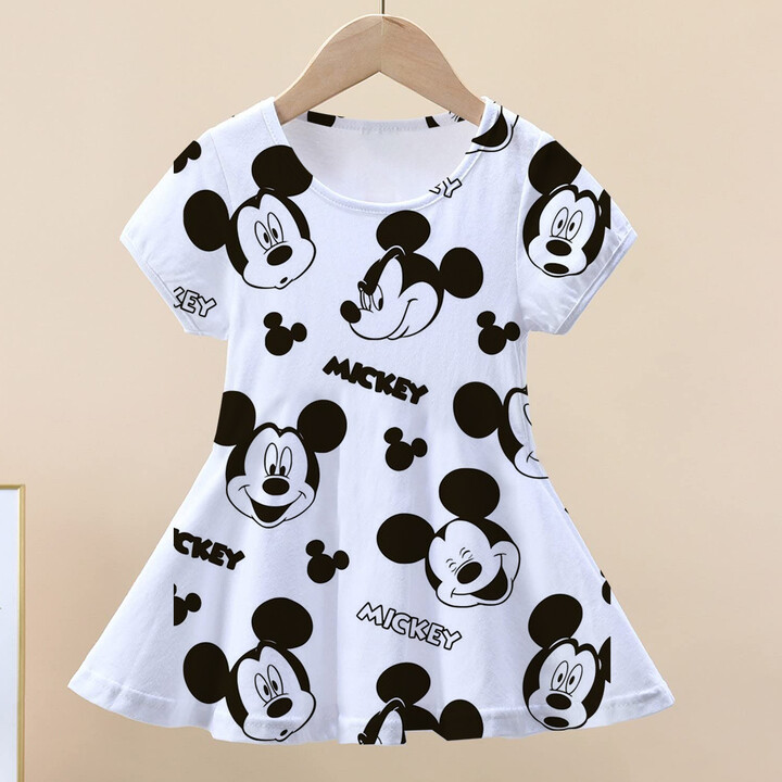 MINISO Summer Disney Mickey Mouse Girl Women & apos;s Short sleeved Dress Party Dress Children & apos;s Dress Dress Girl
