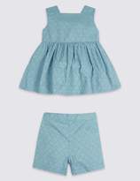 Thumbnail for your product : Marks and Spencer 2 Piece Broderie Top & Shorts Outfit